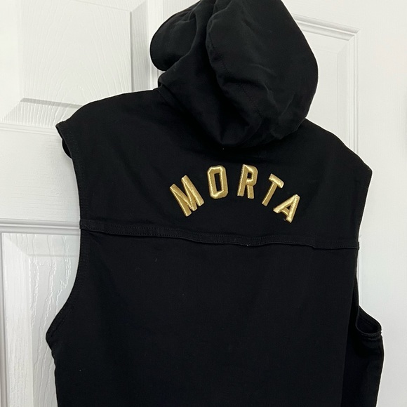 Mens Black Denim Vest with hood. NWT - Picture 2 of 3